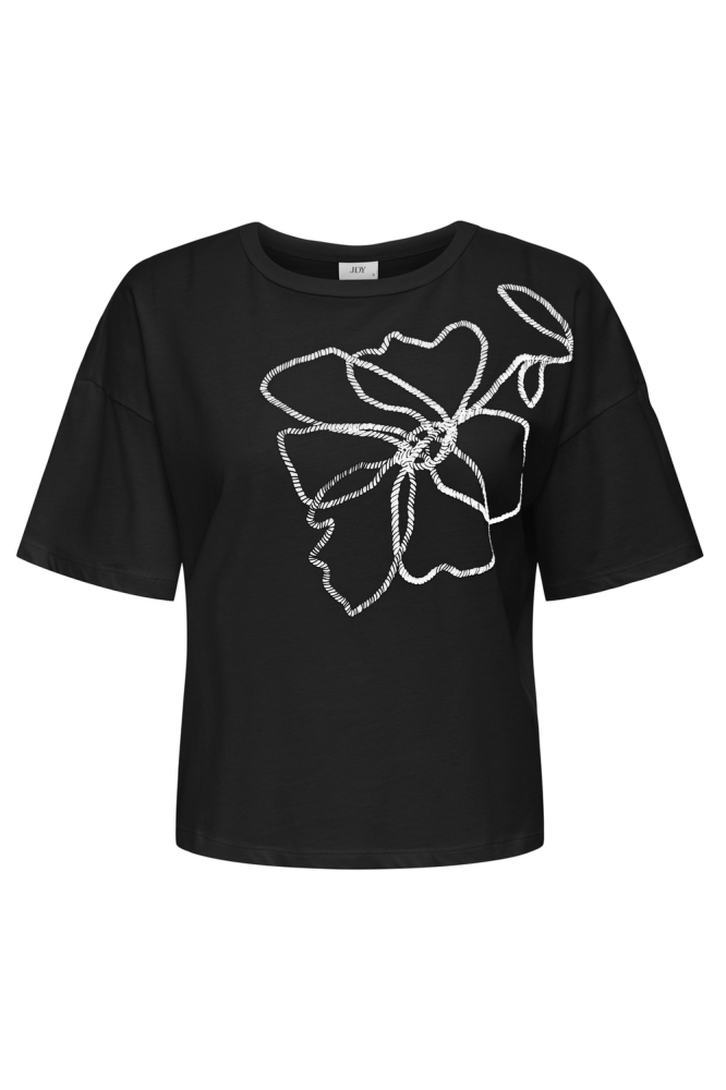 JDYSTAY S/S PRINT TOP JRS 15342603 BLACK/WHITE FLOWER